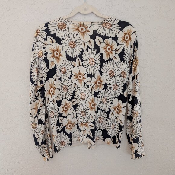 SML Design Silk Sequined Floral Cardigan Size M - Picture 7 of 7